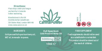 CannaPower 5000mg Full Spectrum Hemp Oil - 10ml