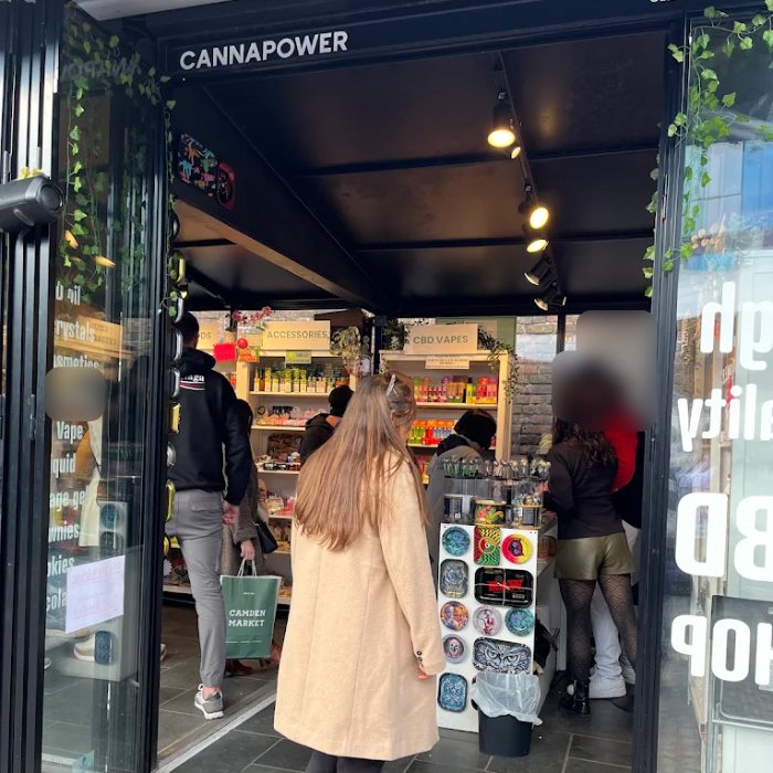 CannaPower CBD shop entrance at Unit 612, The Stables Market, Camden